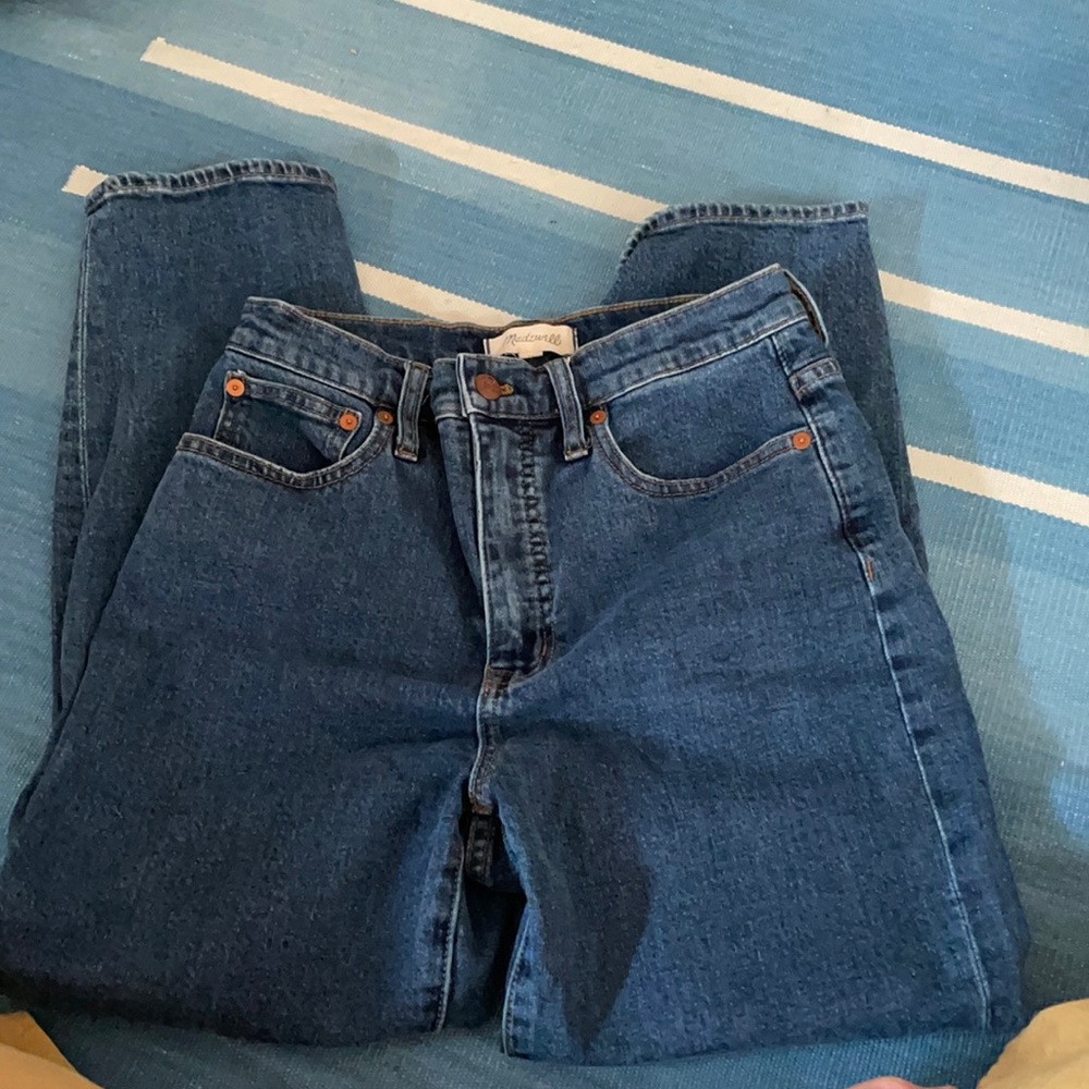 Madewell blue straight leg ankle jeans